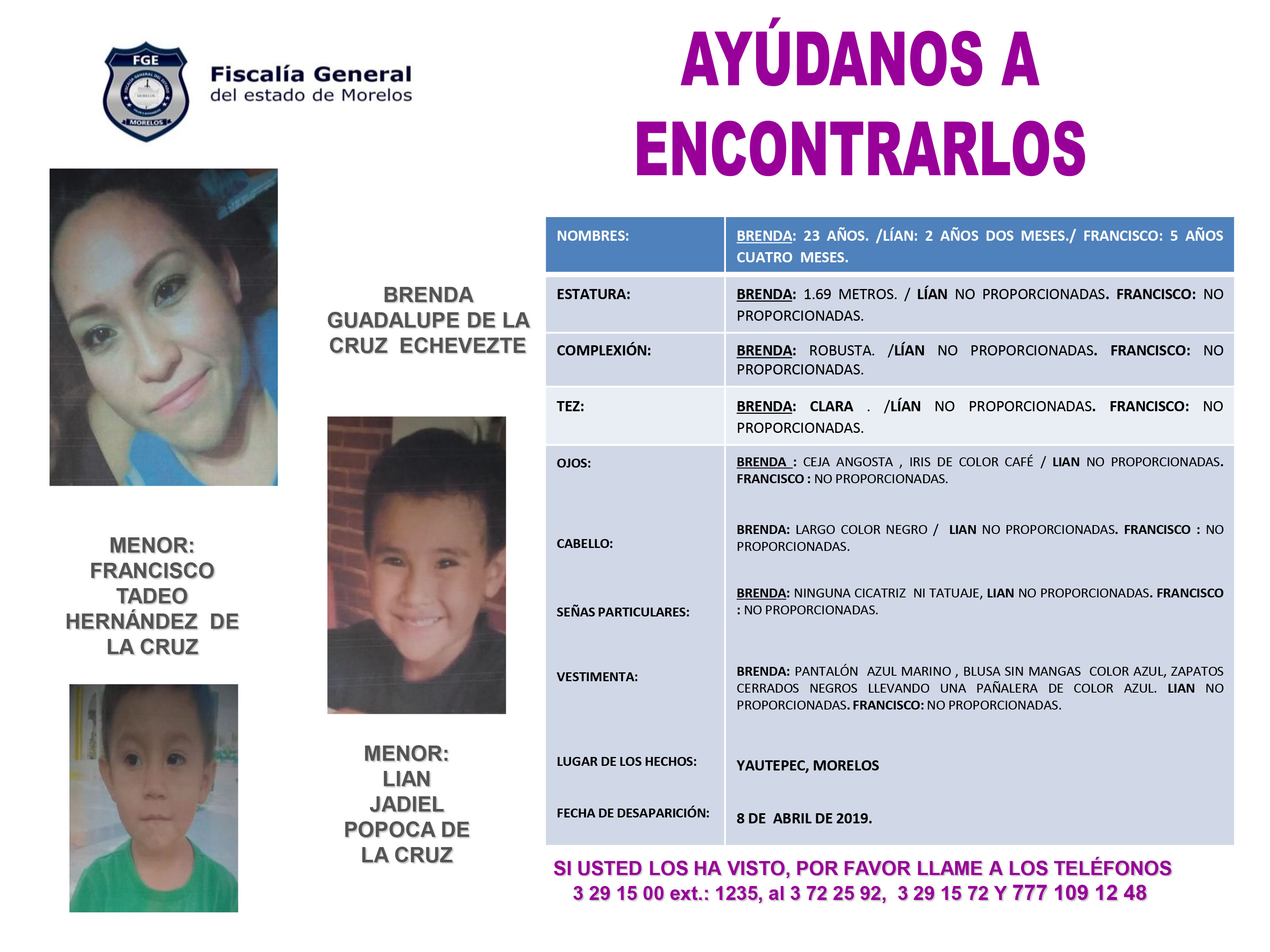 Brenda Guadalupe de la Cruz Echevezte e hijos