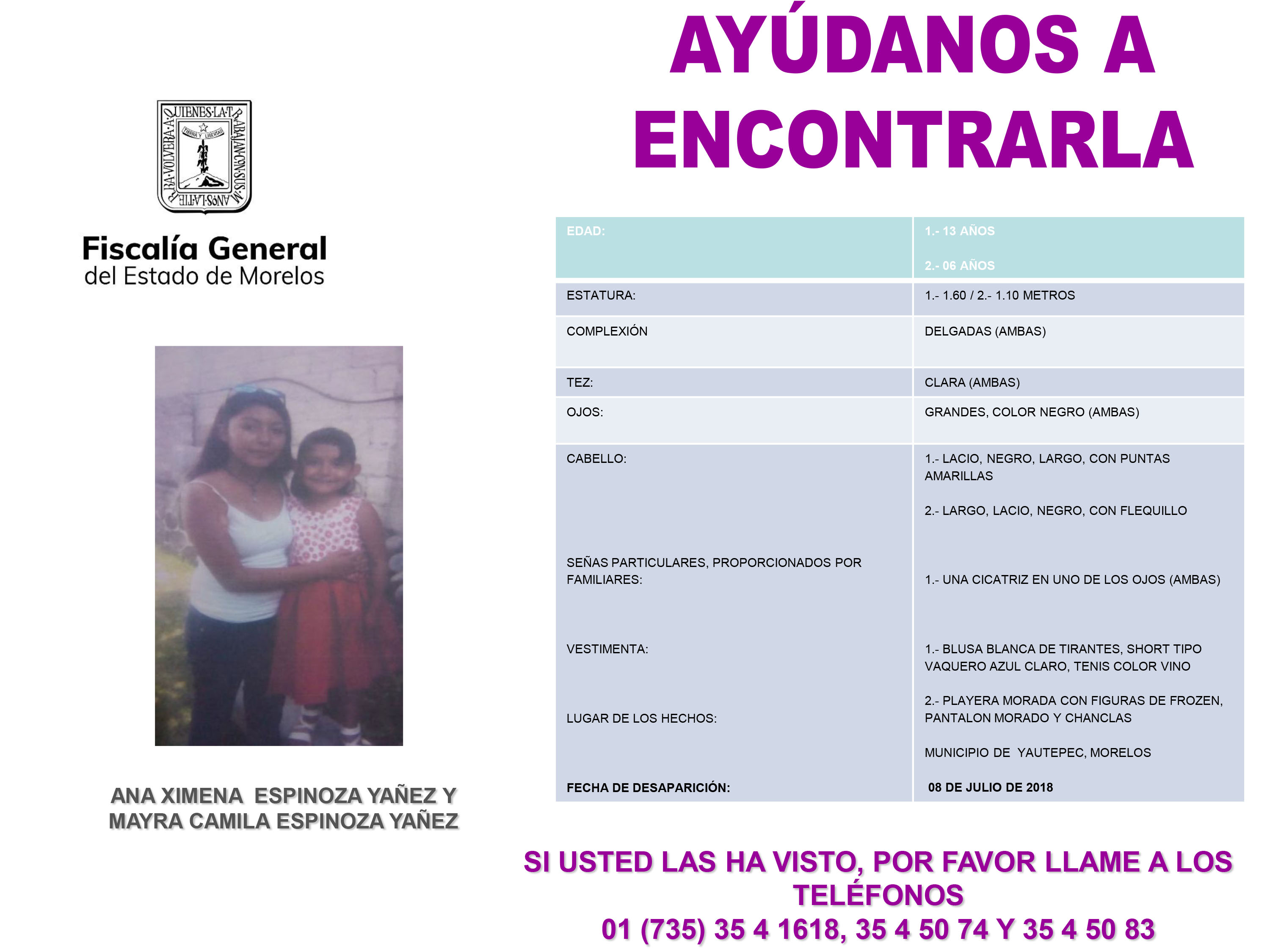 Ana Ximena Espinoza Yañez y Mayra Camila Espinoza Yañez