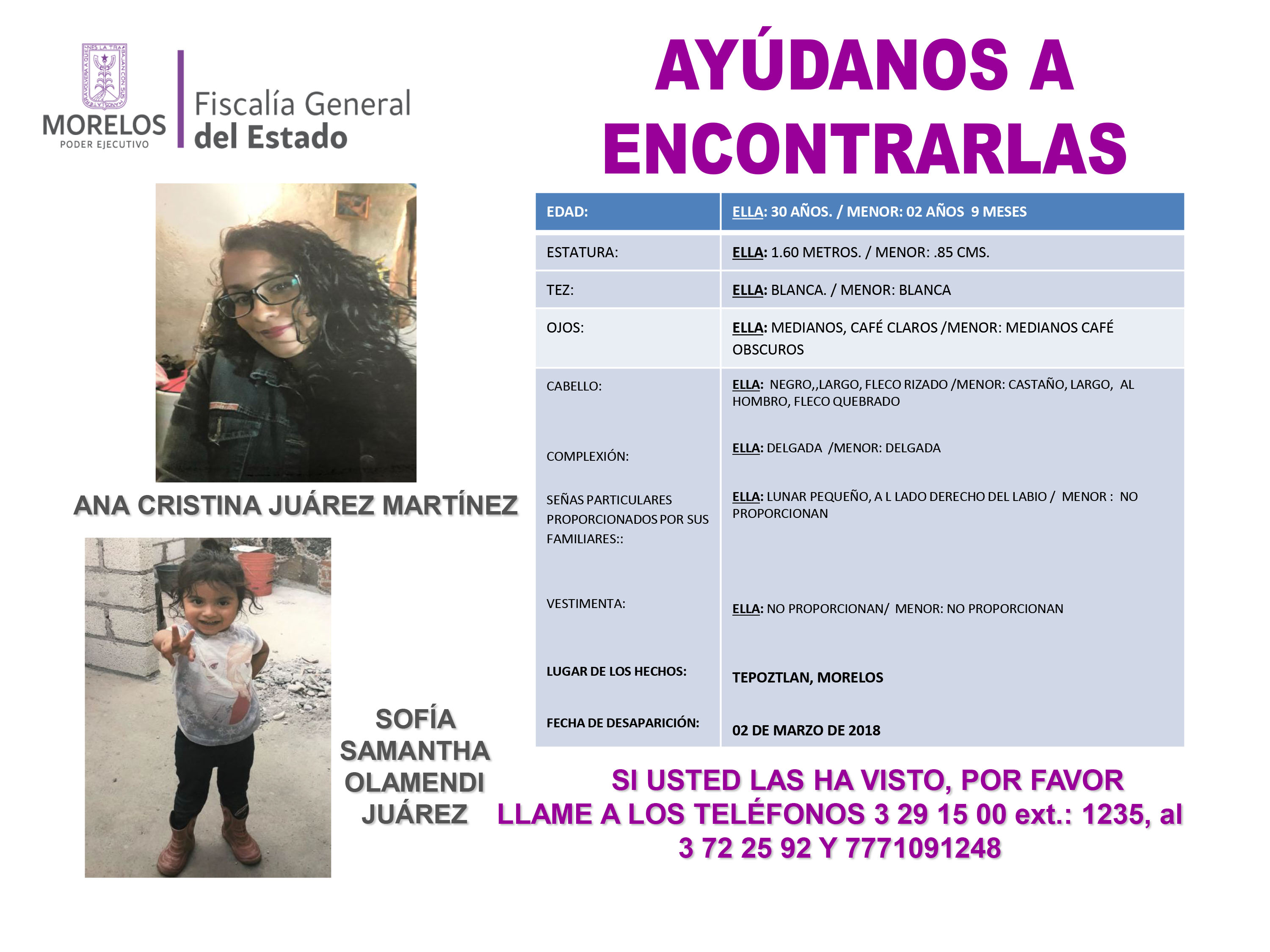 Ana Cristina Juárez Martínez y Sofía Samantha Olamendi Juárez