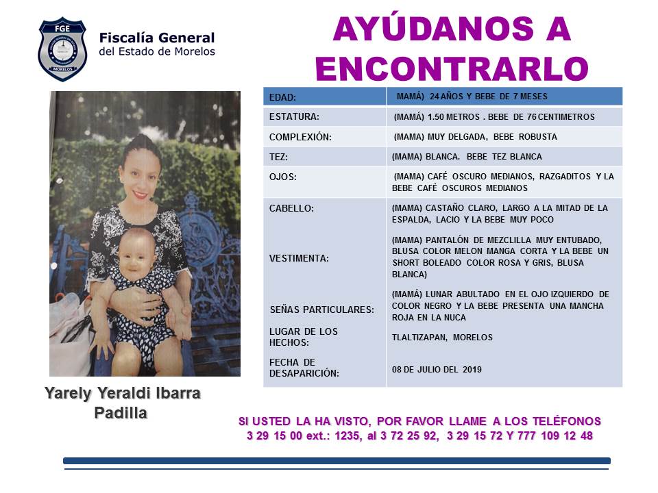 Yarely Yeraldi Ibarra Padilla y menor Renata Hernández Ibarra