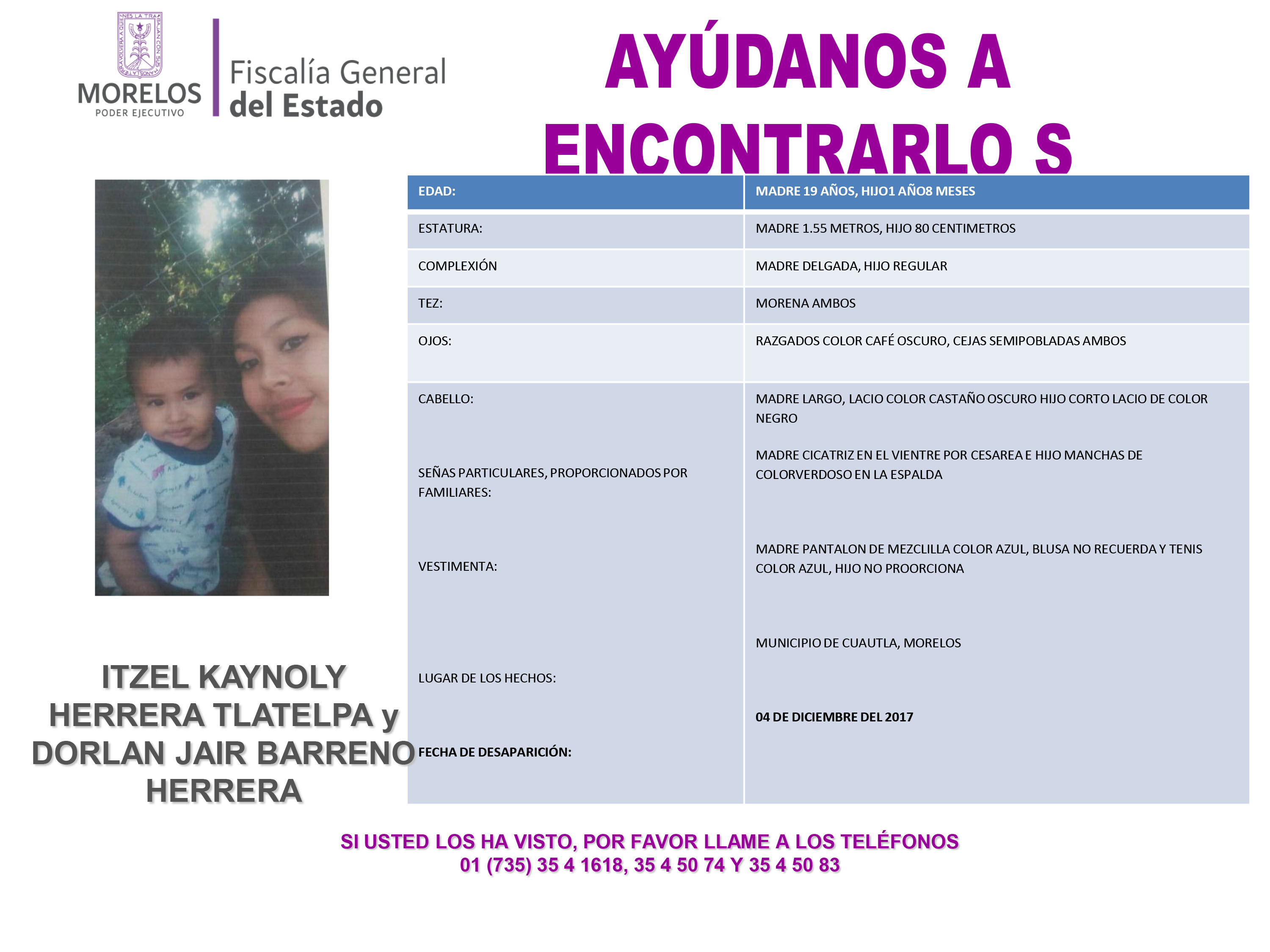 Itzel Kaynoly Herrera Tlatelpa y Dorlan Jair Barreno Herrera