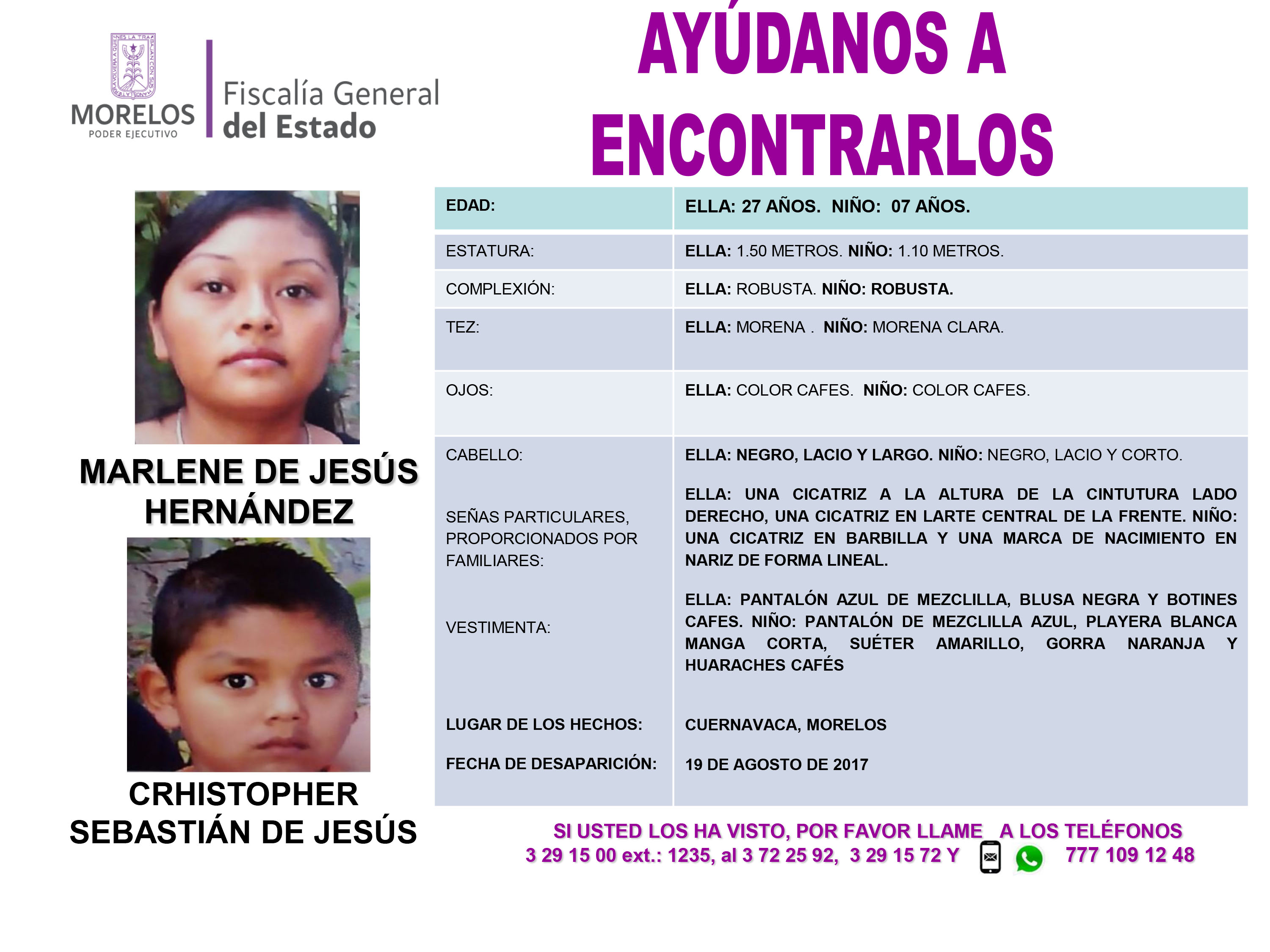 Marlene de Jesús Hernández y Crhistopher Sebastián de Jesús