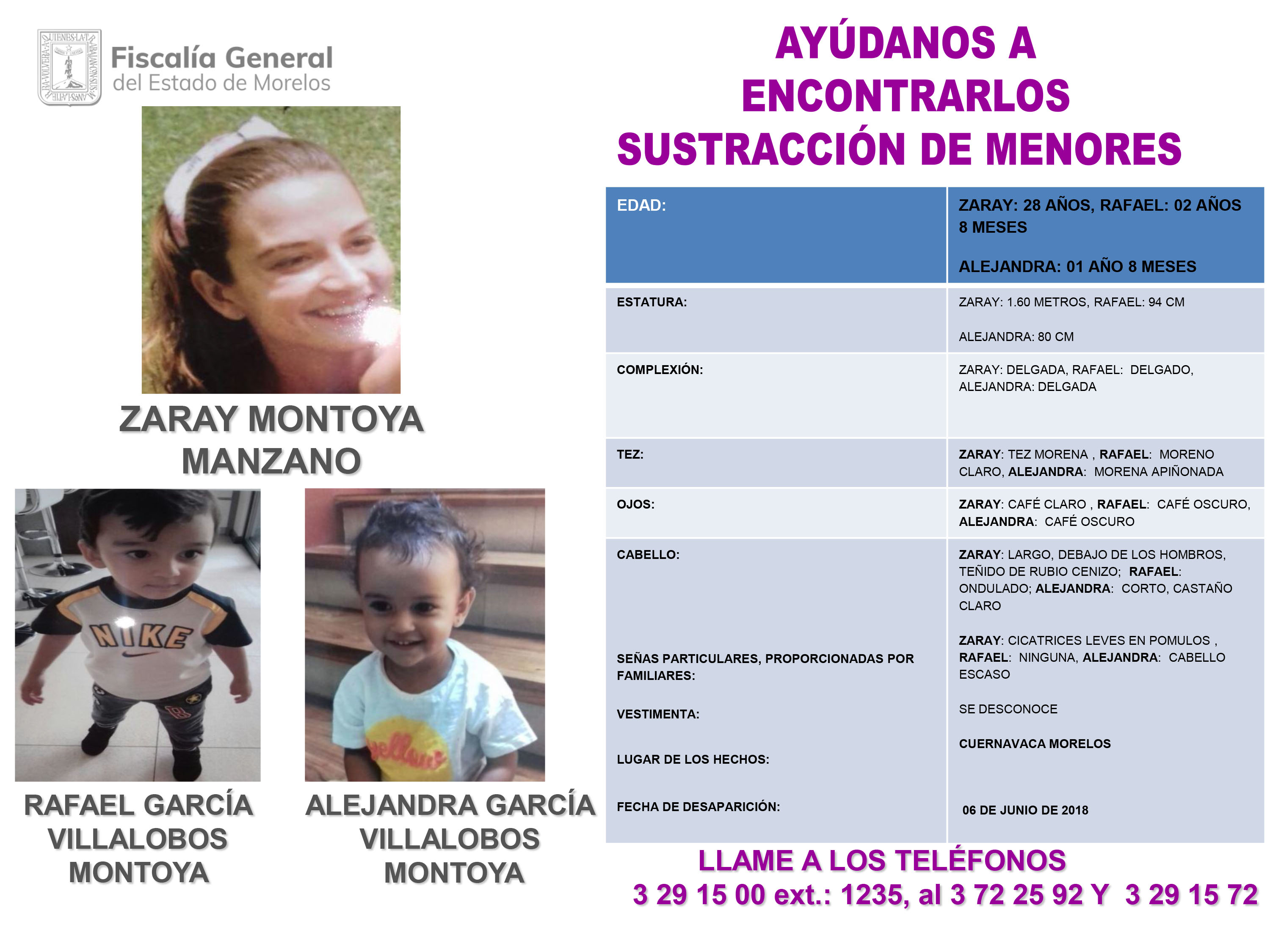 Zaray Montoya Manzano, Rafael García Villalobos Montoya y Alejandra García Villalobos Montoya