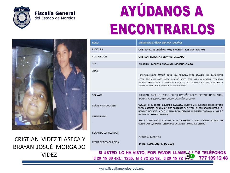 CRISTIAN  VIDEZ TLASECA Y BRAYAN  JOSUÉ  MORGADO VIDEZ