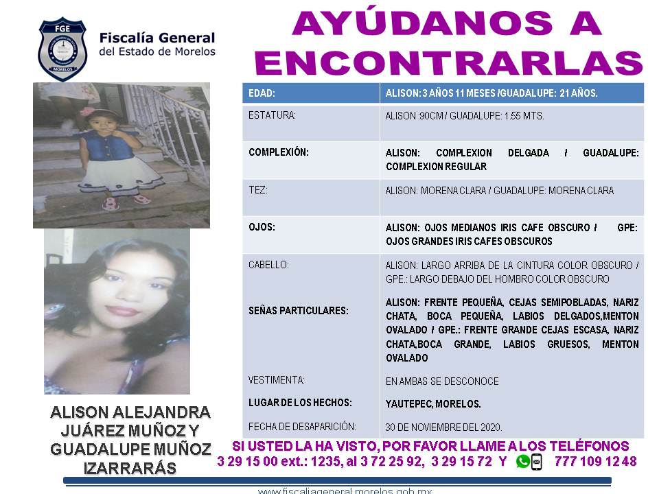 Alison Alejandra Juárez Muñoz y Guadalupe Muñoz Izarrarás