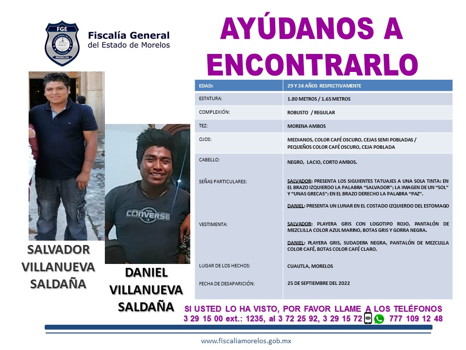 SALVADOR VILLANUEVA SALDAÑA Y DANIEL VILLANUEVA SALDAÑA