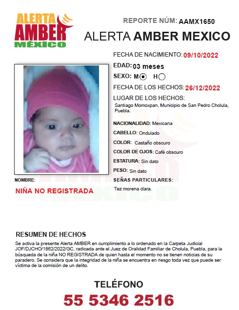 Niña no registrada (Pue)