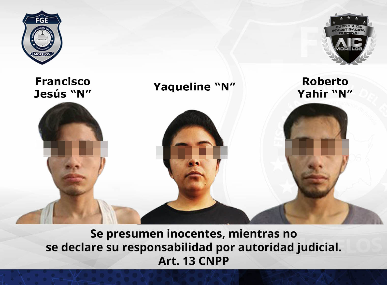 Agentes de Investigación Criminal aprehenden a tres personas por el robo a una vivienda en el municipio de Zacatepec