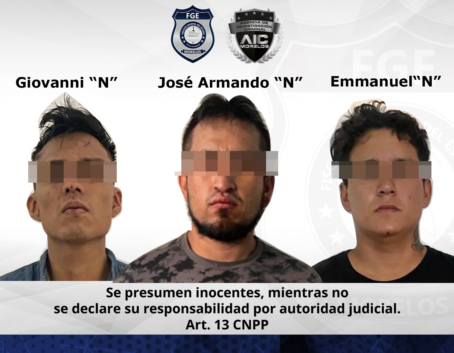 AIC realiza detención en Cuernavaca de 3 masculinos con motocicletas con reporte de robo