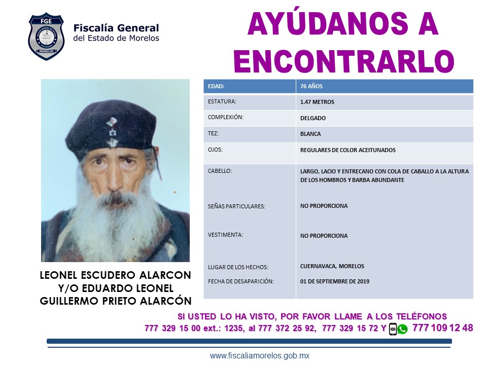 LEONEL ESCUDERO ALARCÓN Y/O EDUARDO LEONEL GUILLERMO PRIETO ALARCÓN