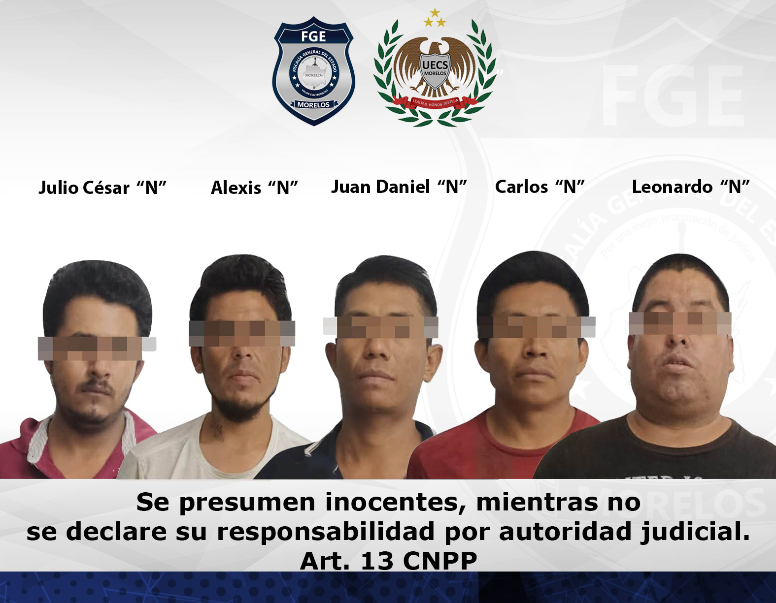 Obtiene FIDAI prisión preventiva en contra de cinco presuntos extorsionadores de Oaxtepec