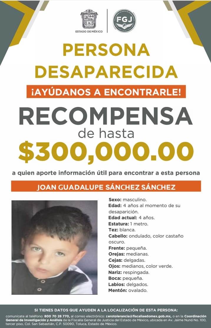Recompensa Joan Guadalupe Sánchez Sánchez