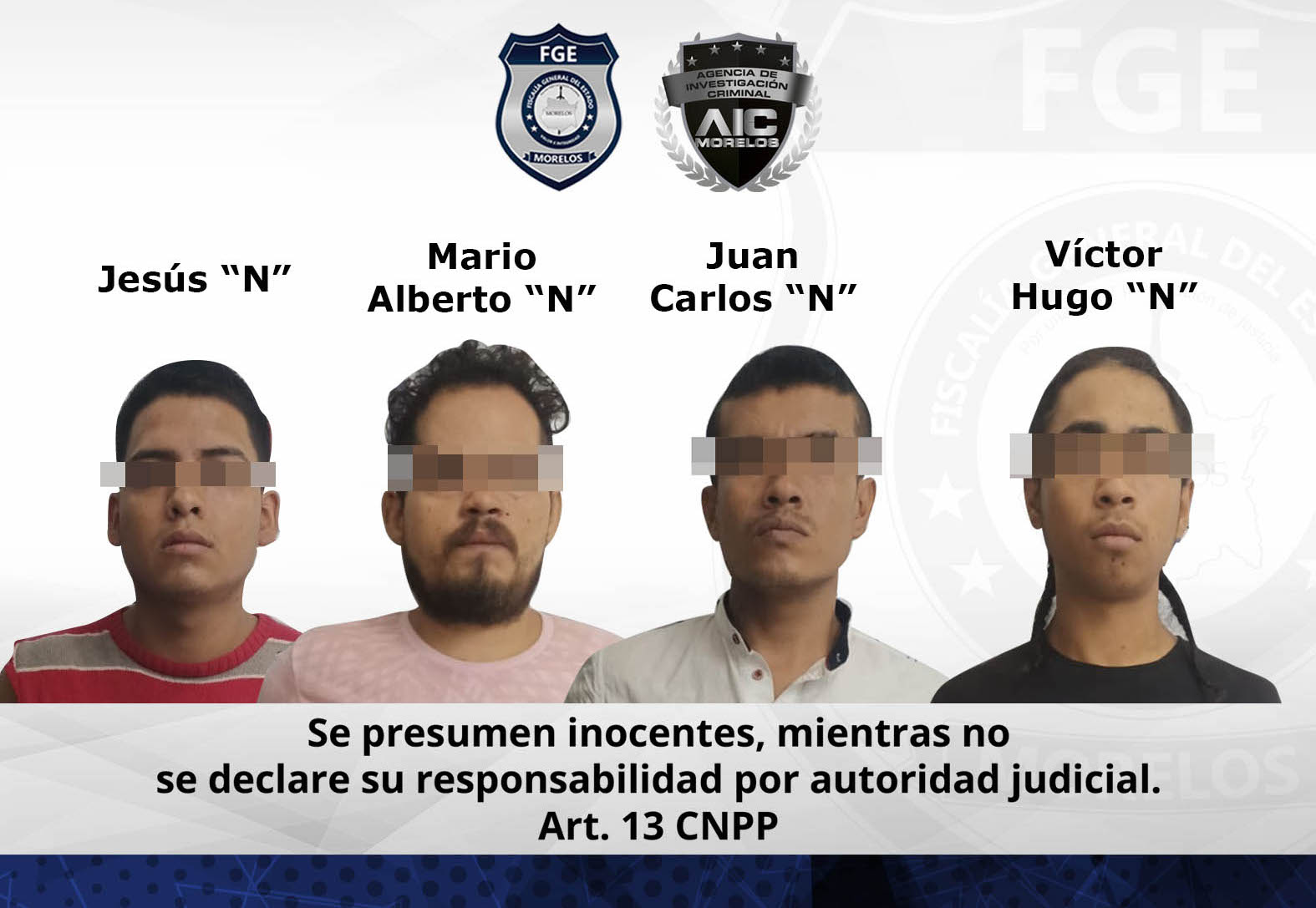 Obtiene Fiscalía Oriente la vinculación a proceso de cuatro masculinos por homicidio y tentativa de homicidio