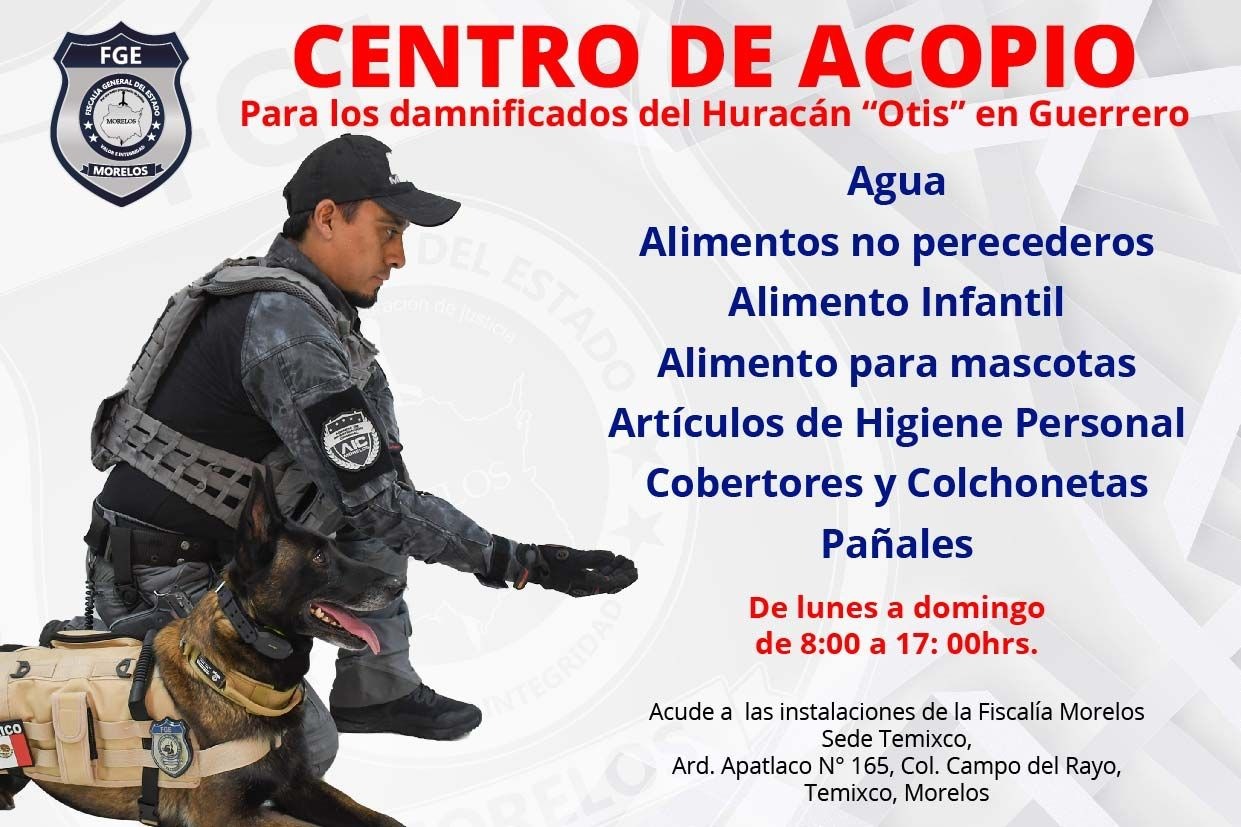 Instala FGE Centro de Acopio para damnificados de Huracán Otis