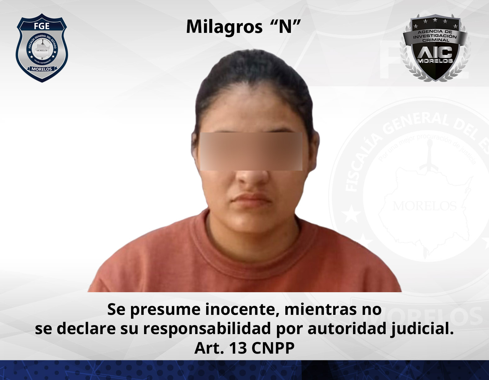Cumplimenta la AIC orden de aprehensión en Coatlán del Río contra mujer requerida por múltiple homicidio