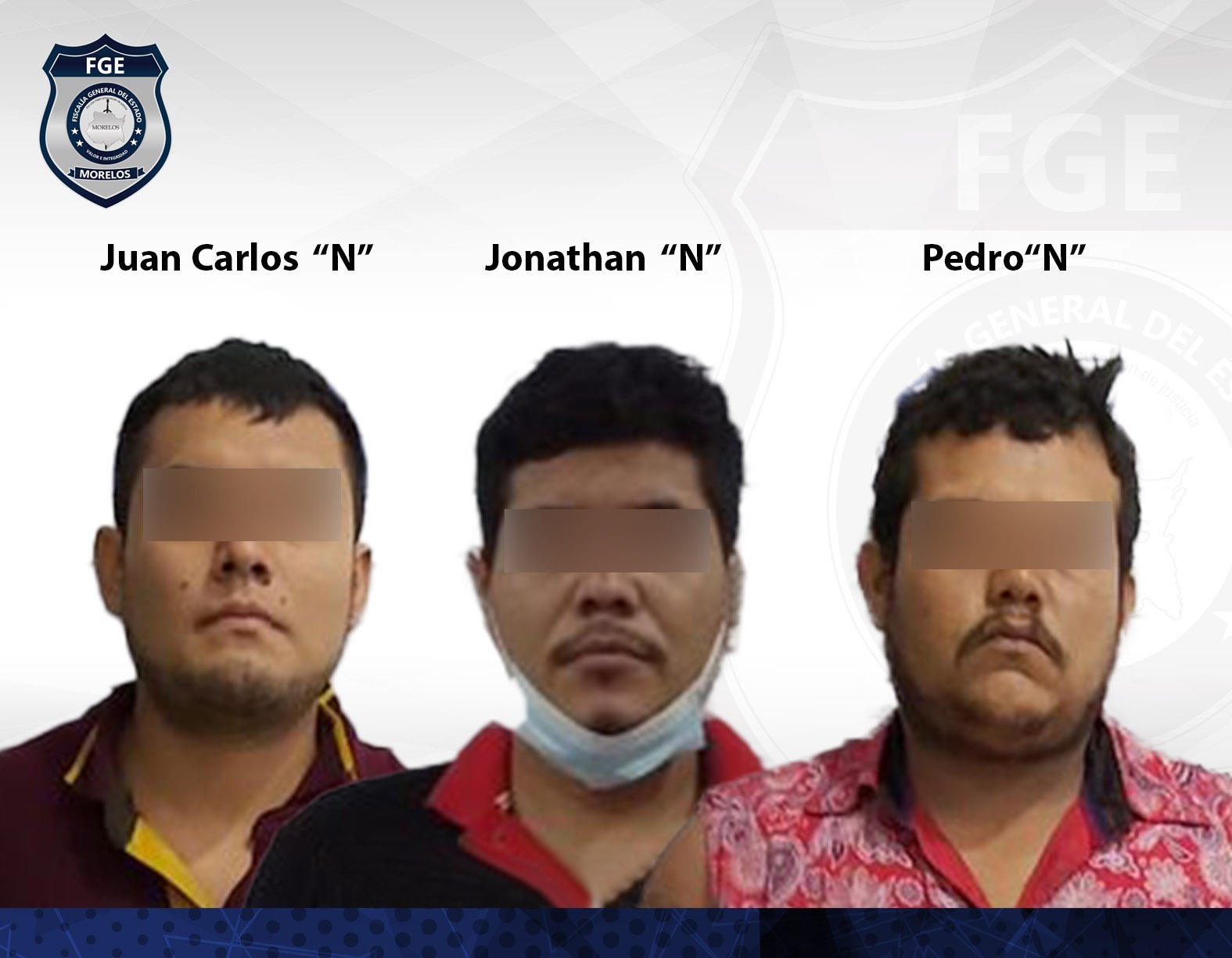 Fiscalía Oriente obtiene sentencia de 70 años de prisión en contra de tres masculinos por homicidio en Cuautla