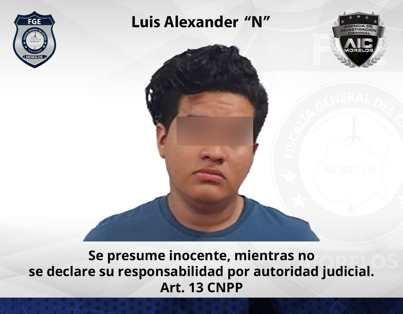 Agentes de investigación aprehenden en el municipio de Jojutla a joven por violación de una menor de edad