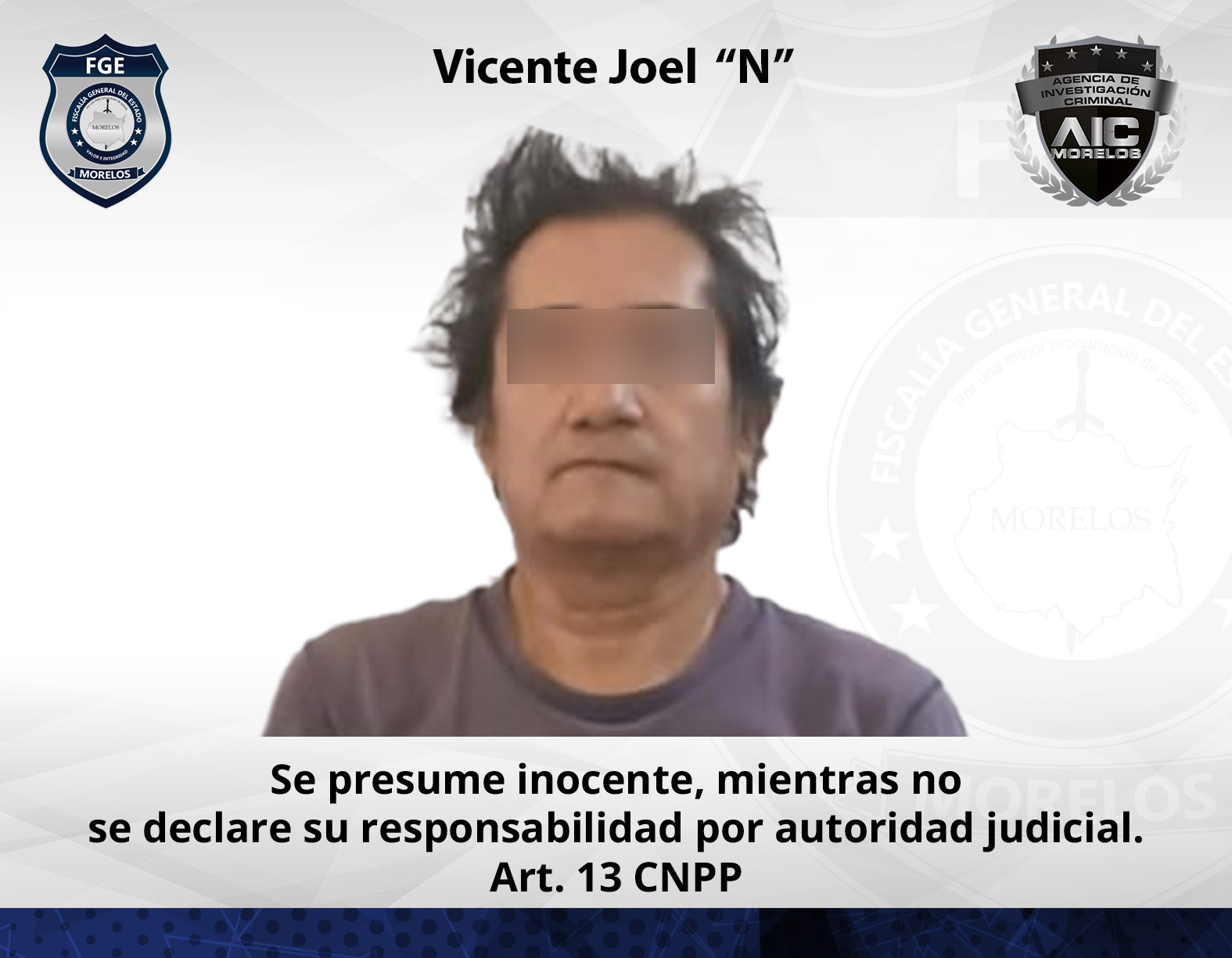 AIC realiza aprehensión de masculino requerido en el EdoMex por violación de menor