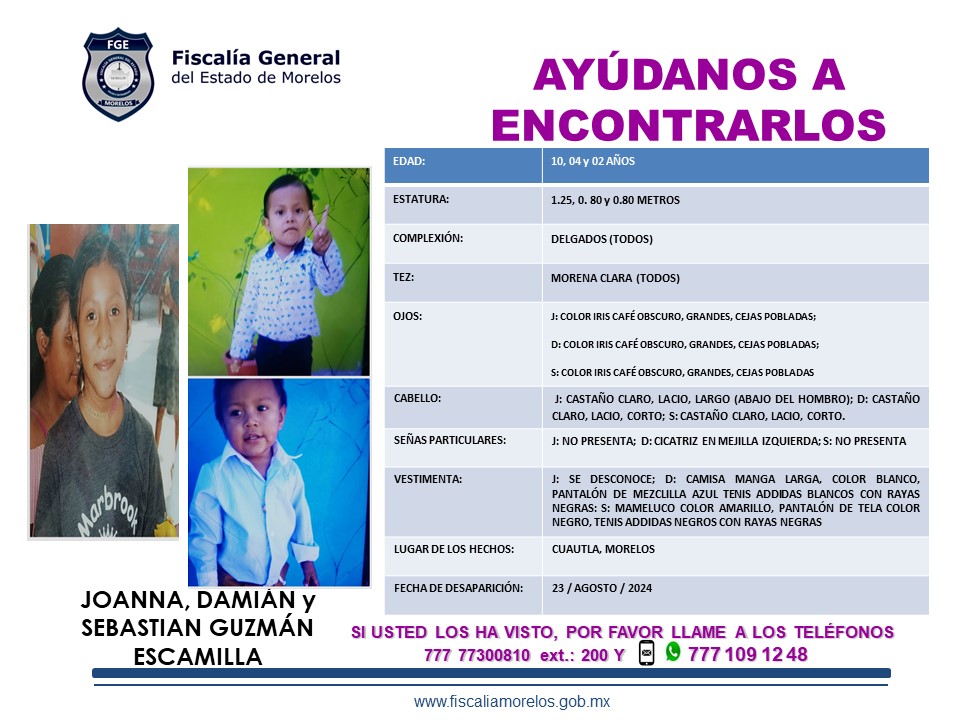 JOANNA, DAMIÁN y SEBASTIAN GUZMÁN ESCAMILLA