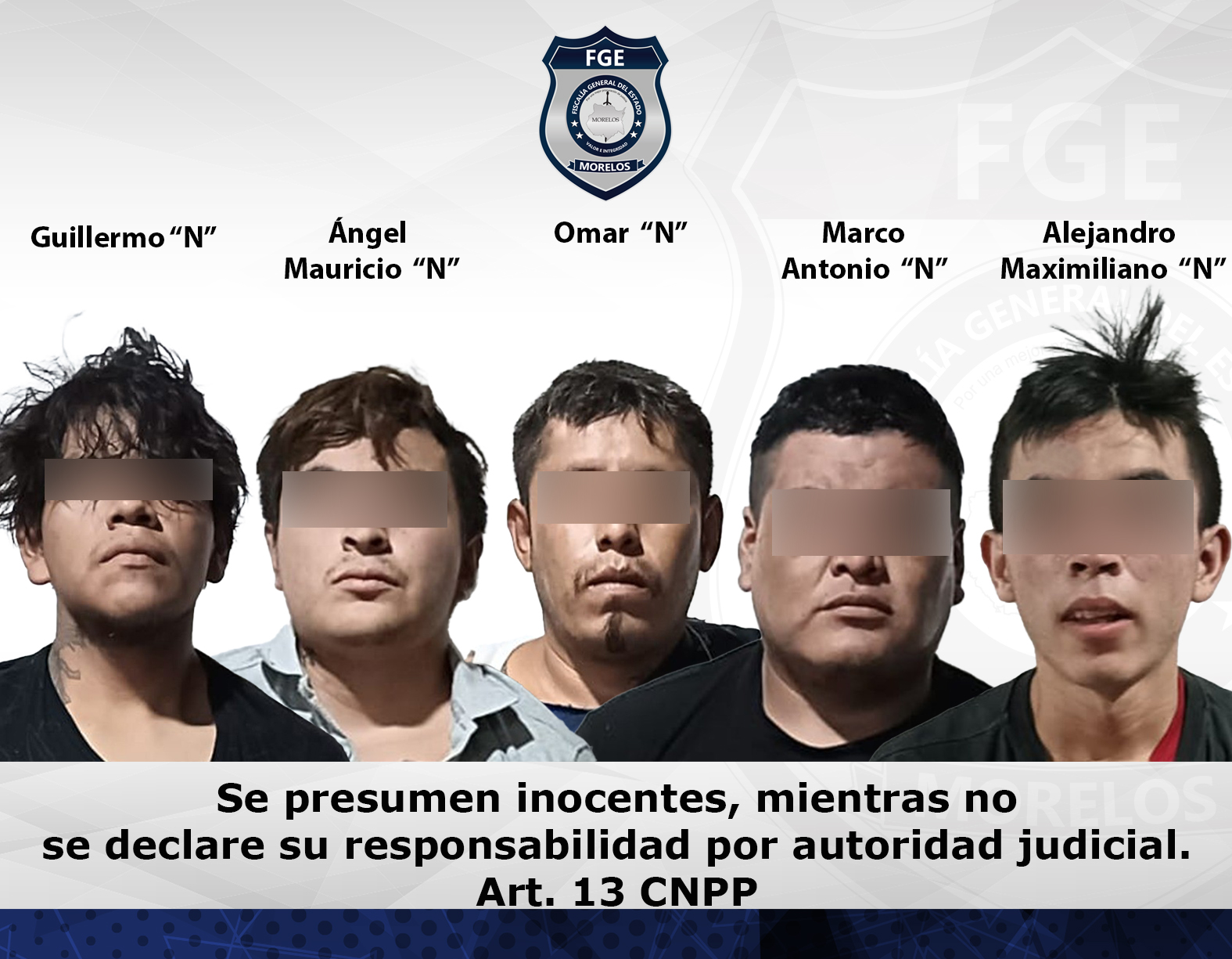 Prisión preventiva contra 5 masculinos por robo con violencia en minisúper de Temixco