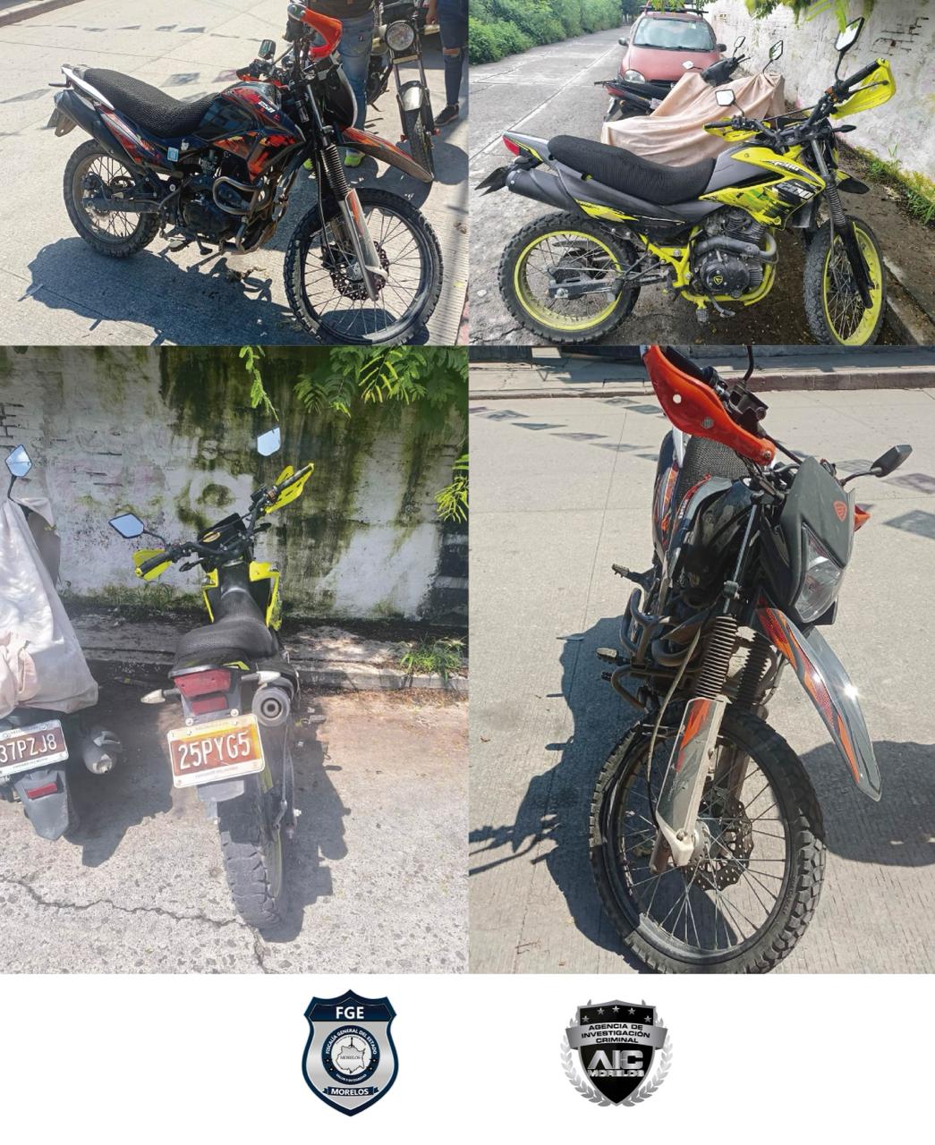 AIC pone a disposición del MP de Jojutla dos motocicletas de procedencia ilícita