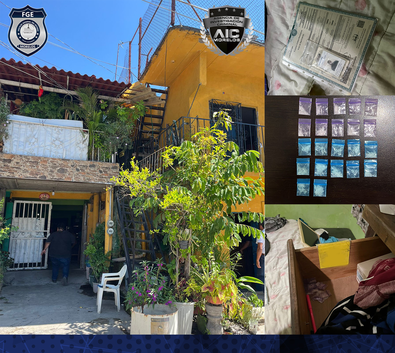 Pareja detenida durante cateo a casa presuntamente utilizada para la venta de drogas en el municipio de Jojutla