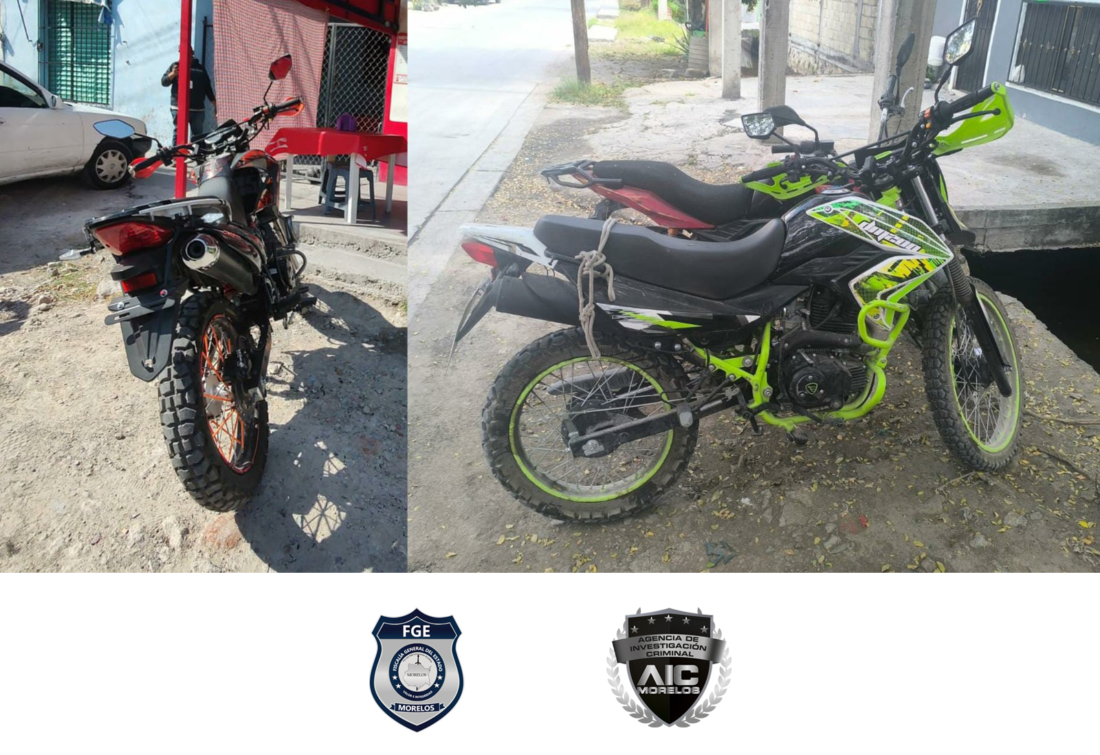 AIC pone a disposición de la Fiscalía de la región Sur dos motocicletas de procedencia ilícita