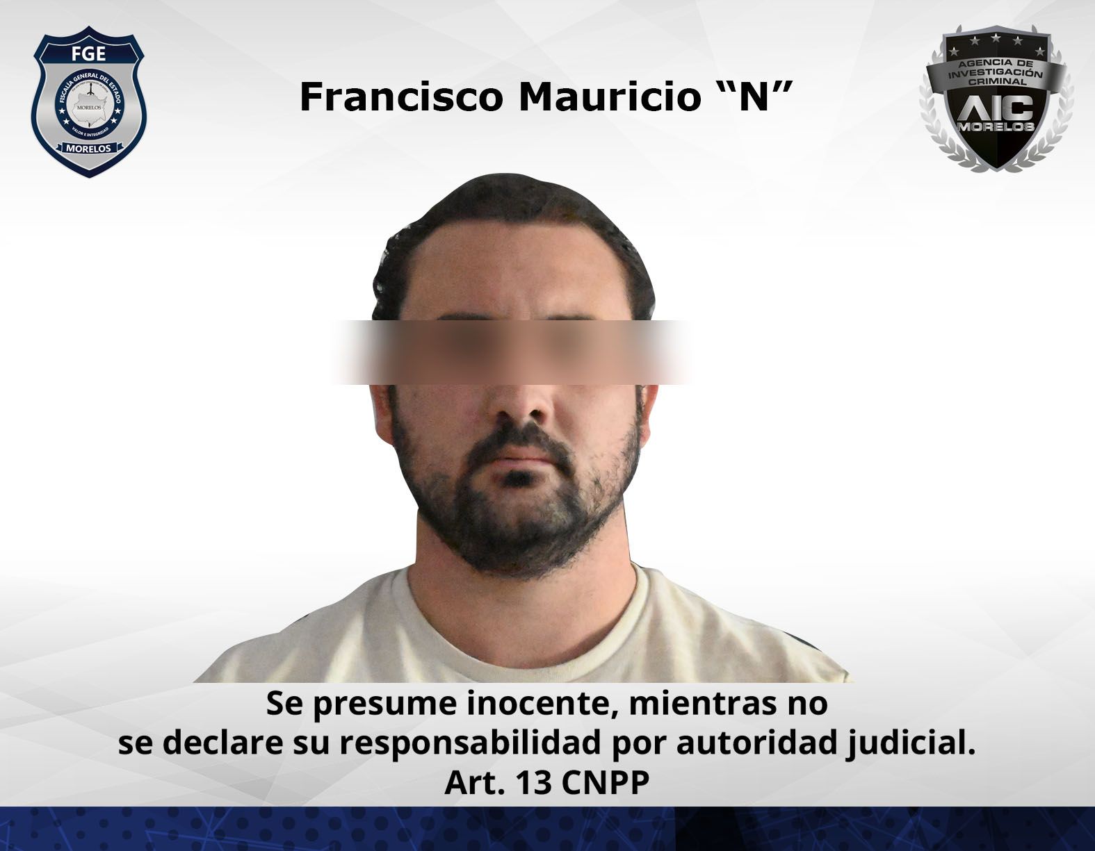 Prisión preventiva contra Francisco Mauricio “N” por presunta comisión del delito de homicidio calificado