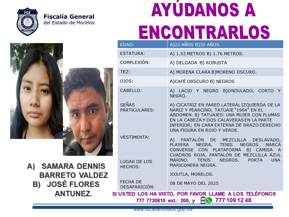 Samara Dennis Barreto Valdez y José Flores Antunez