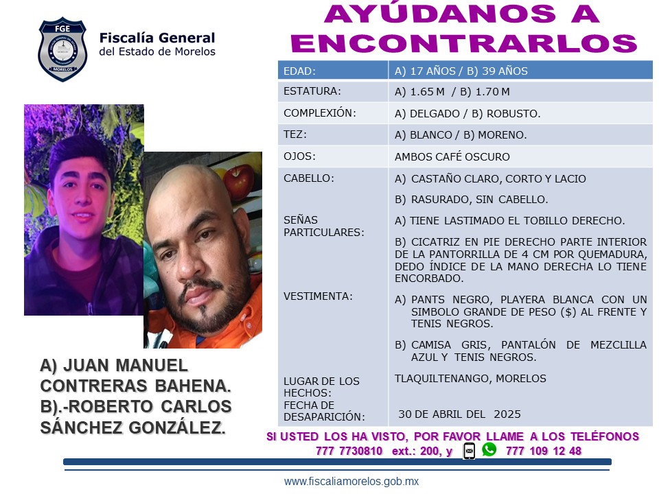Juan Manuel Contreras Bahena y Roberto Carlos Sánchez González