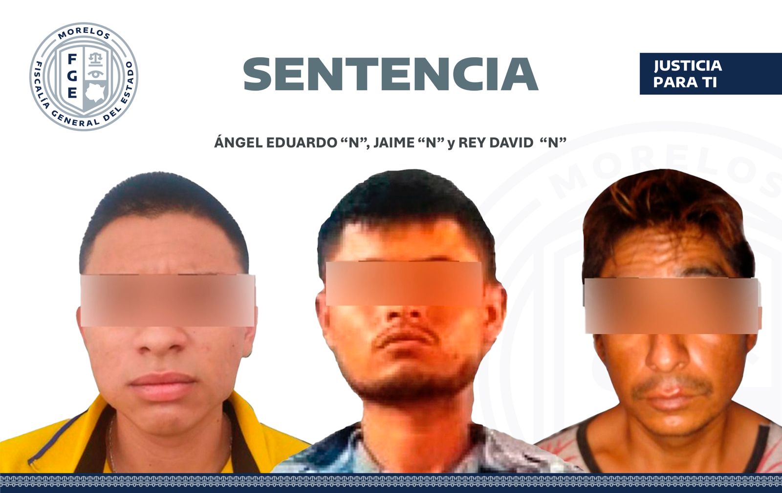 Obtiene FGE sentencia de 65 años de prisión en contra de tres hombres por secuestro exprés y robo de vehículo