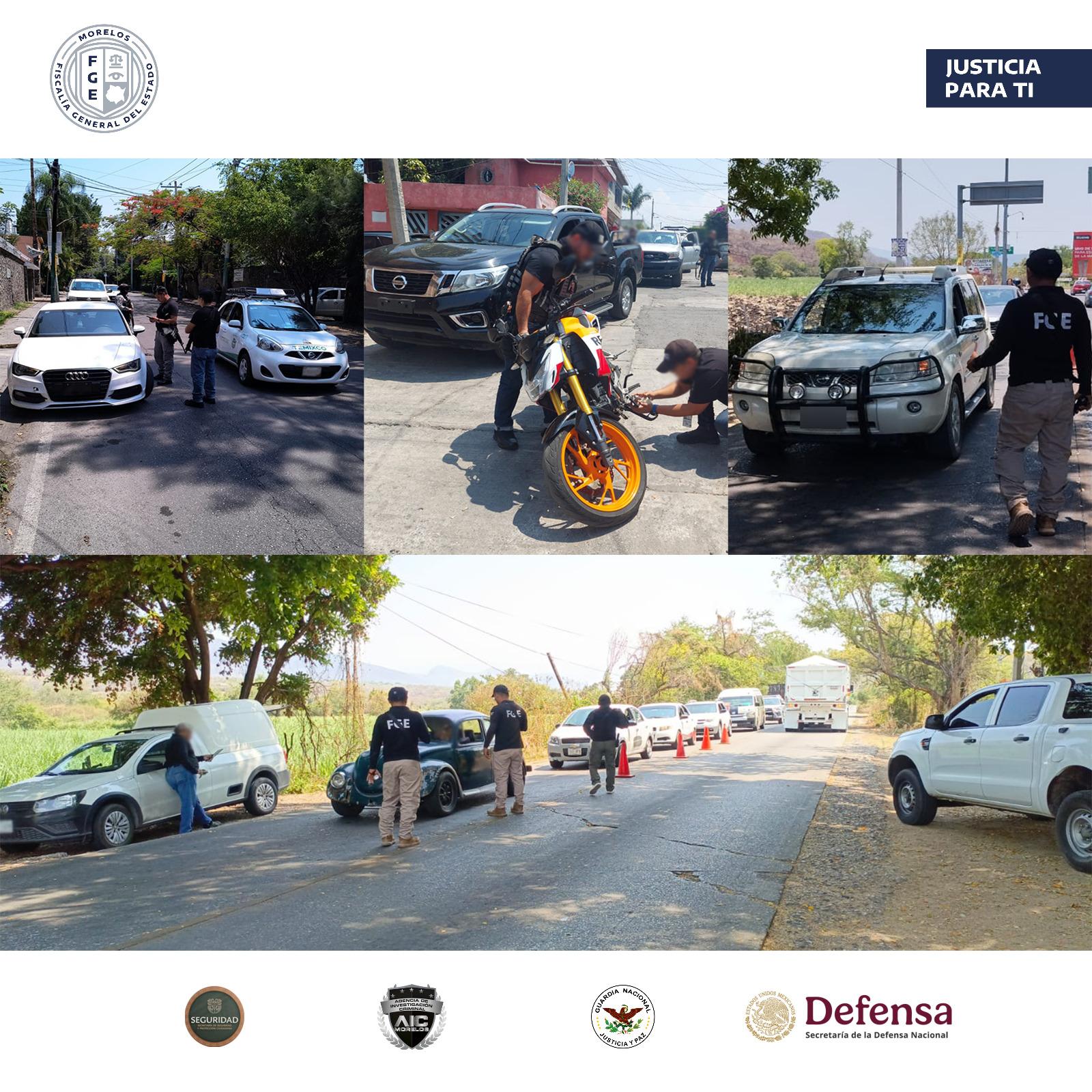 Encabeza FGE amplio operativo simultáneo de revisión de vehículos en diversos puntos de Morelos