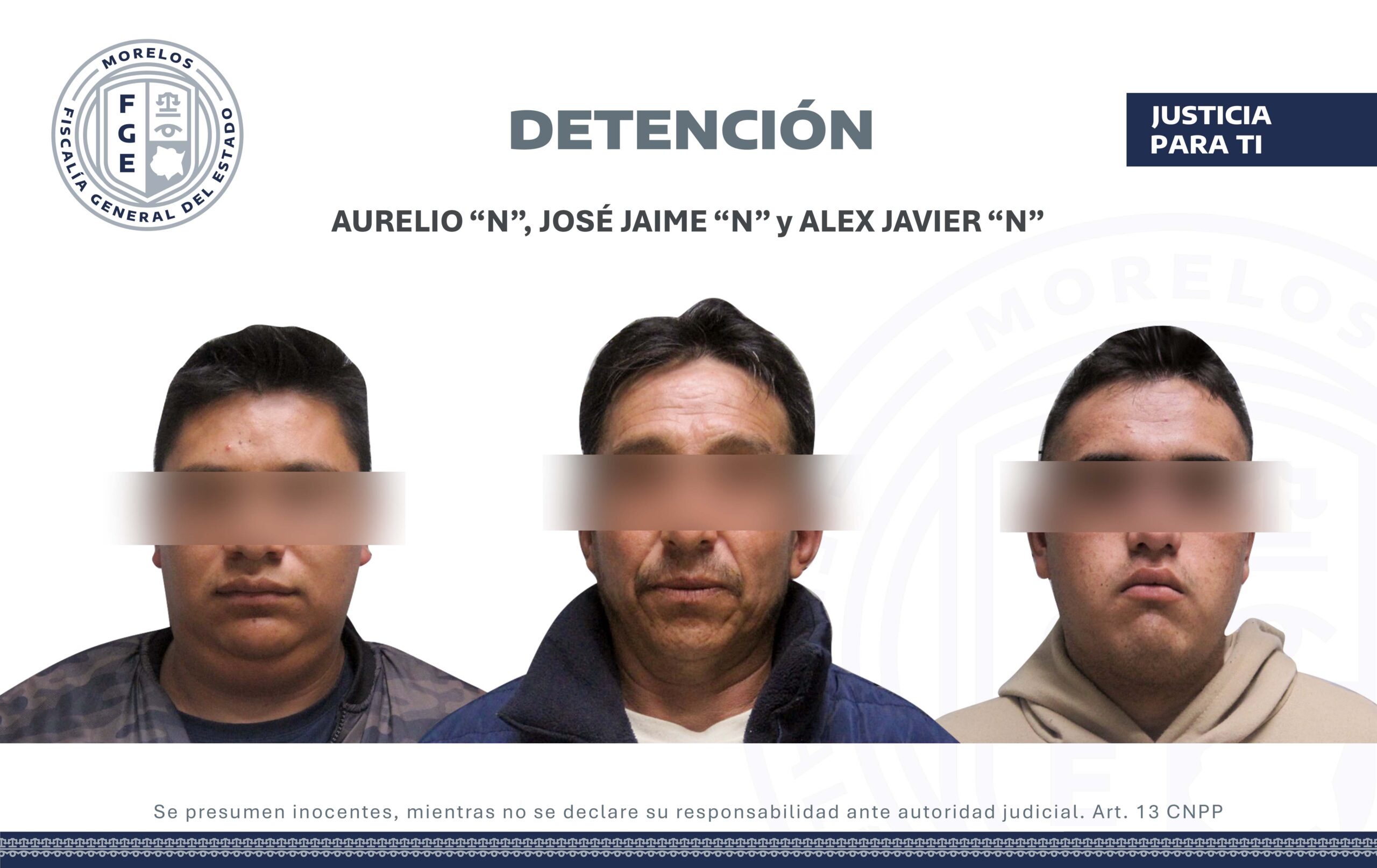 Elementos de la Agencia de Investigación Criminal (AIC) la detención de las siguientes personas: