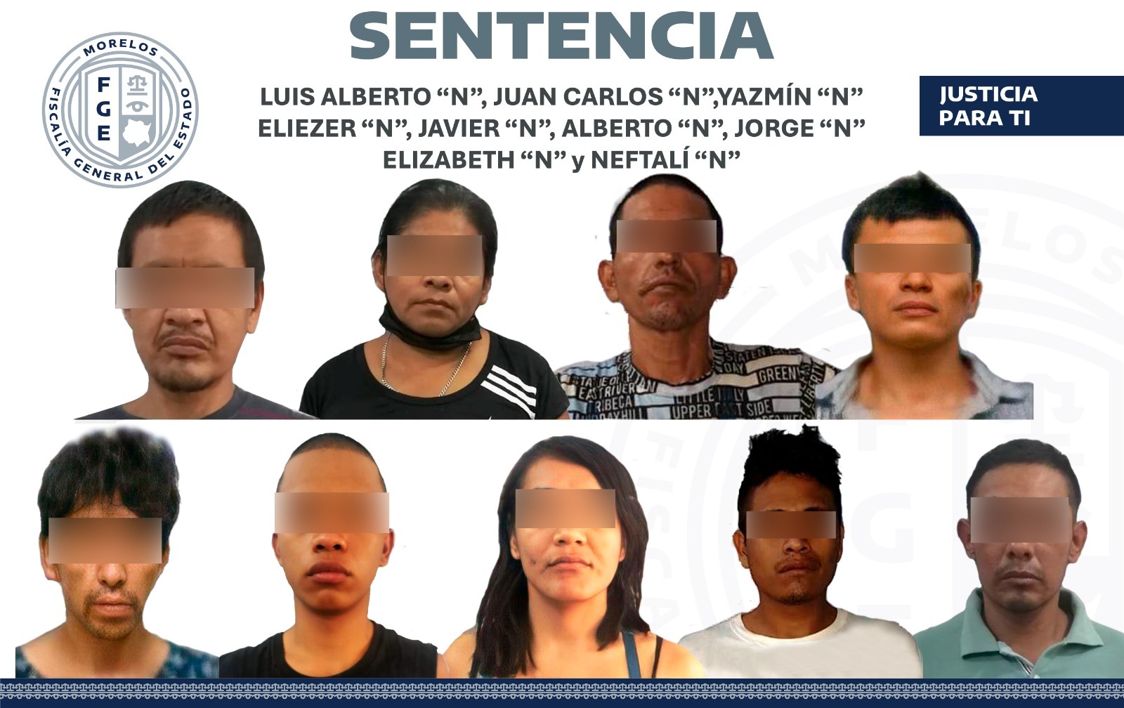 Obtiene FGE sentencia de 25 años de prisión en contra de nueve integrantes de una banda por homicidio calificado en Tlaquiltenango