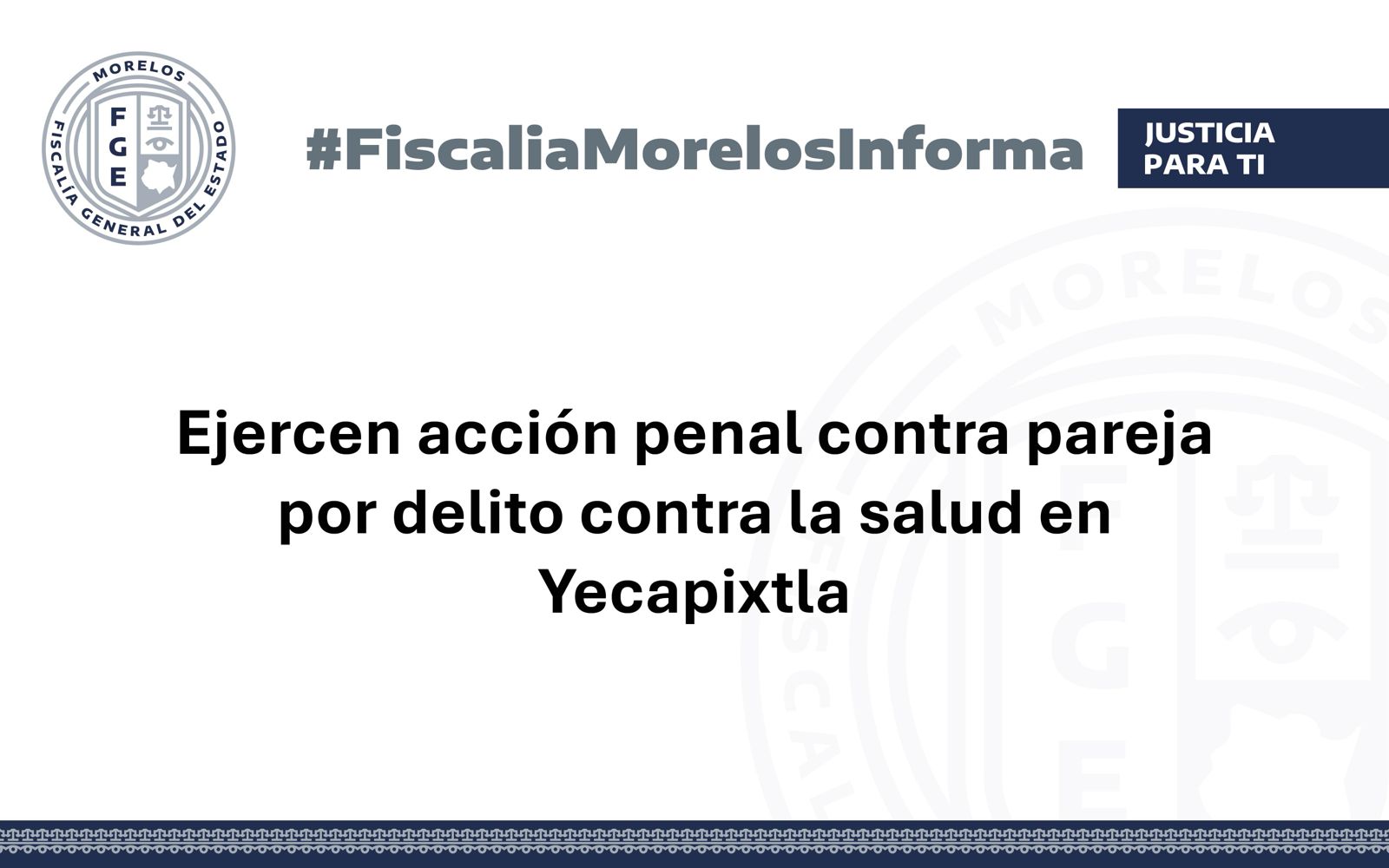 Ejercen acción penal contra pareja por delito contra la salud en Yecapixtla