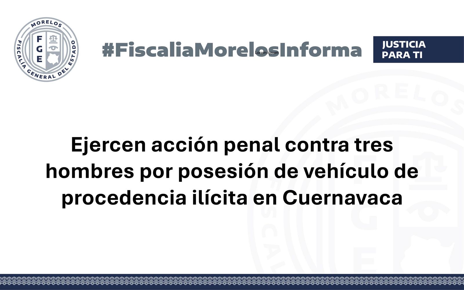 Ejercen acción penal contra tres hombres por posesión de vehículo de procedencia ilícita en Cuernavaca