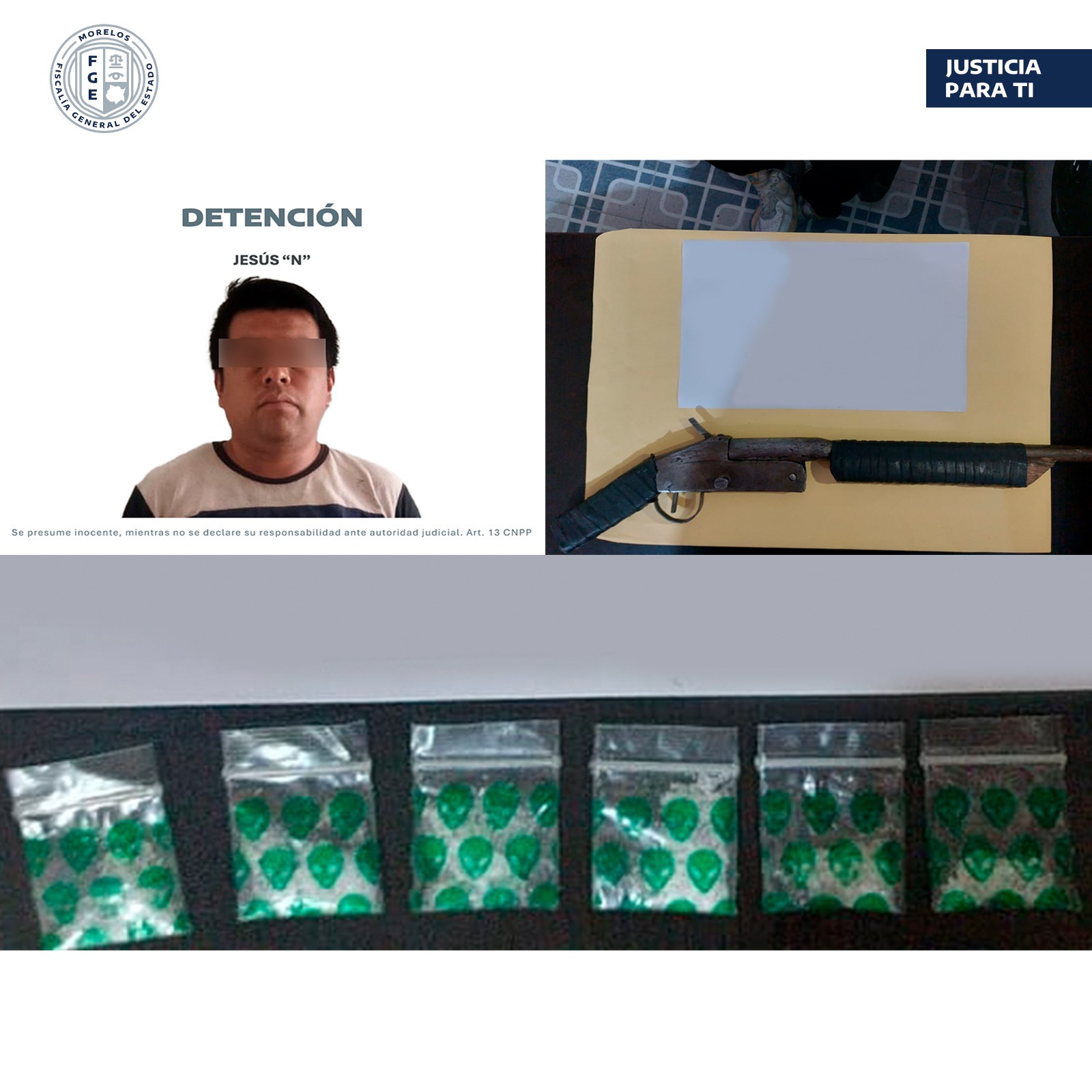 Asegura AIC a hombre con droga y arma de fuego en Xoxocotla