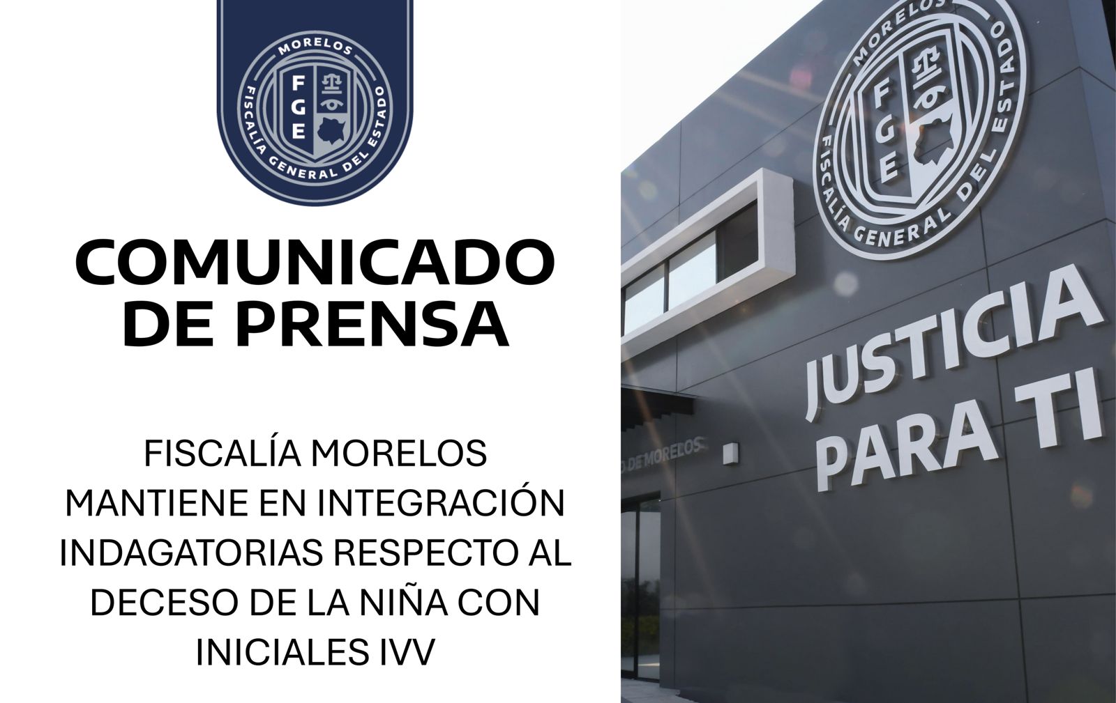 FISCALÍA MORELOS MANTIENE EN INTEGRACIÓN INDAGATORIAS RESPECTO AL DECESO DE LA NIÑA CON INICIALES IVV