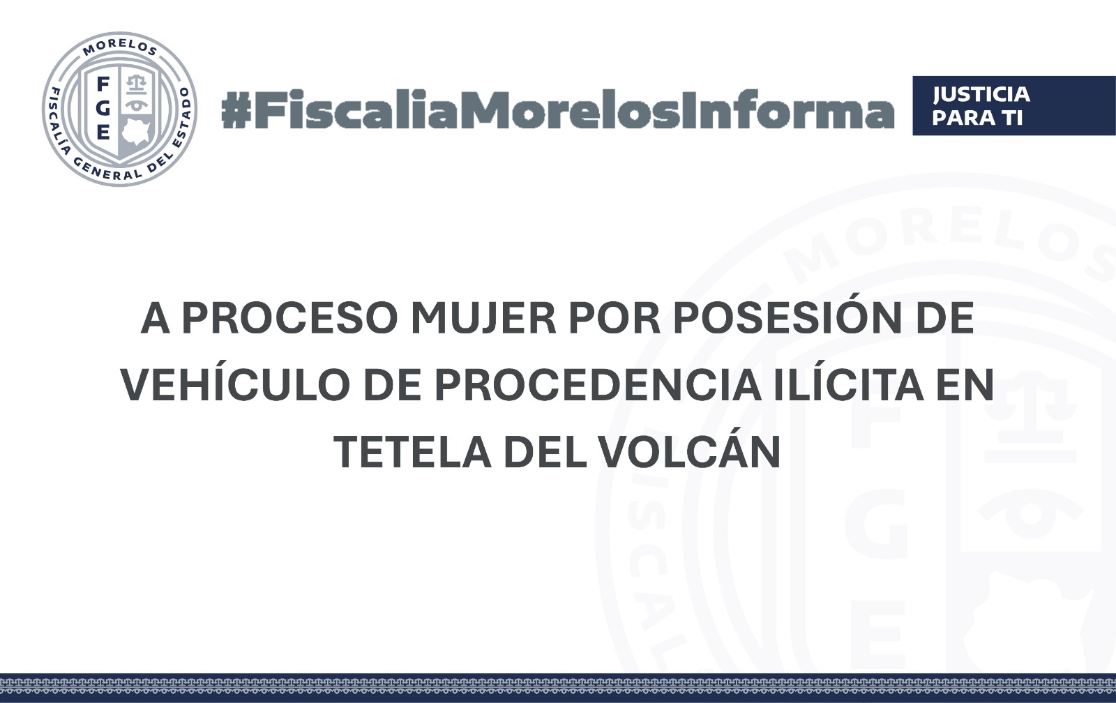 A PROCESO MUJER POR POSESIÓN DE VEHÍCULO DE PROCEDENCIA ILÍCITA EN TETELA DEL VOLCÁN