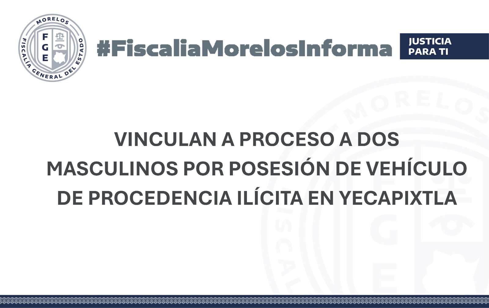 VINCULAN A PROCESO A DOS MASCULINOS POR POSESIÓN DE VEHÍCULO DE PROCEDENCIA ILÍCITA EN YECAPIXTLA