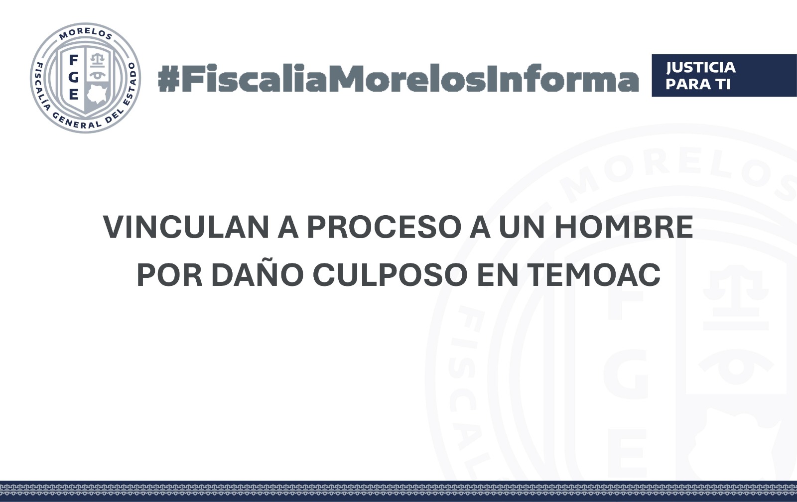VINCULAN A PROCESO A UN HOMBRE POR DAÑO CULPOSO EN TEMOAC