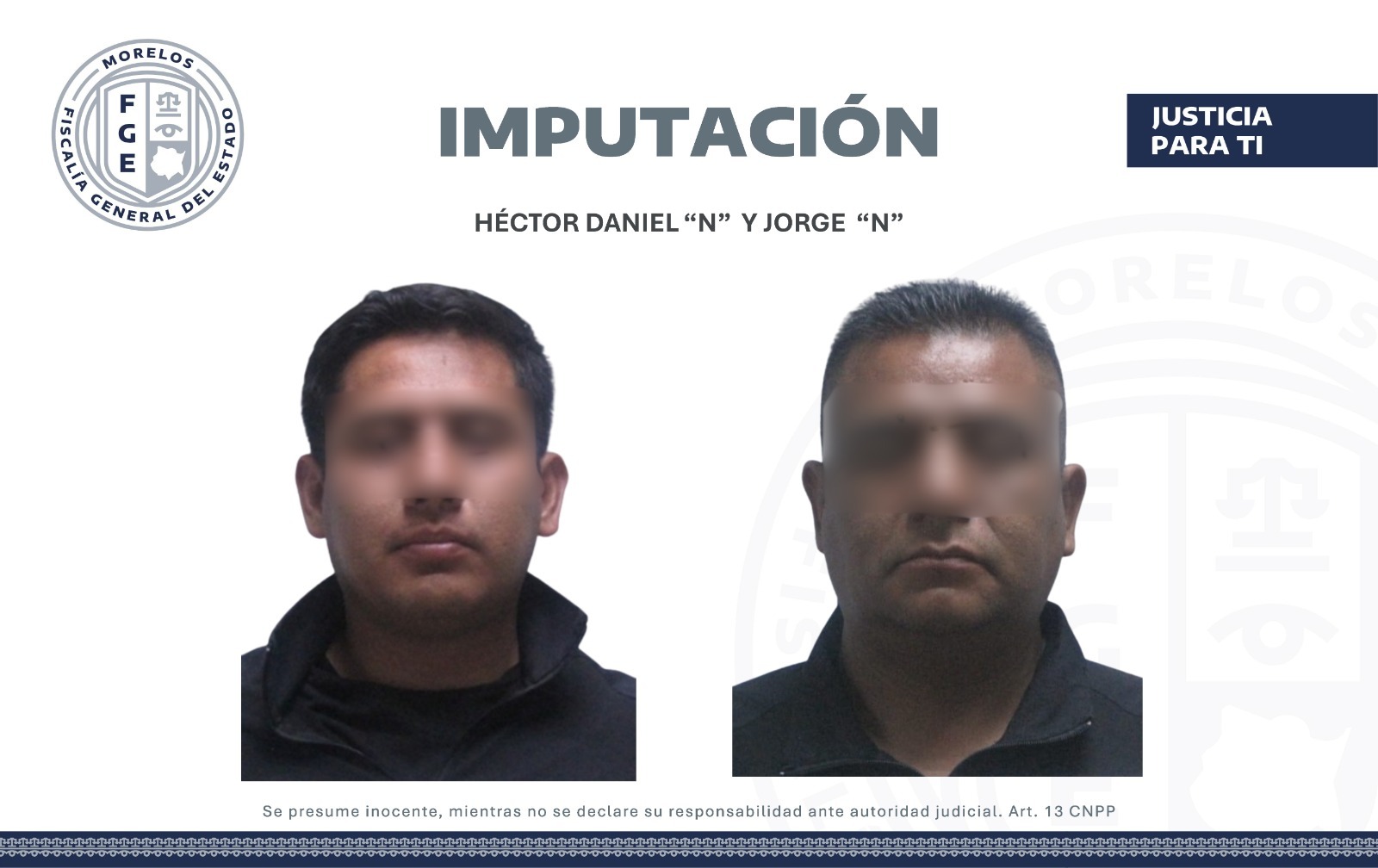 FORMULAN IMPUTACIÓN A DOS MASCULINOS DETENIDOS EN FLAGRANCIA POR HOMICIDIO CALIFICADO EN CUERNAVACA